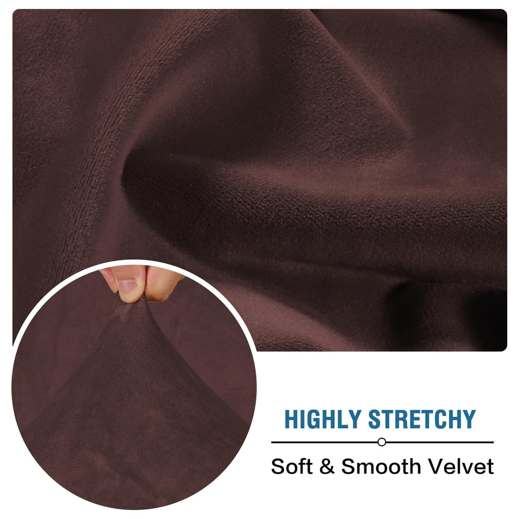 H.VERSAILTEX Velvet Stretch Individual Couch Cushion Cover Plush Cushion Slipcover for Loveseat Sofa Cushion Furniture Protector Seat Cushion Sofa Cover (1 Piece Sofa Cushion Cover, Brown)