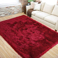 LOCHAS Soft Fluffy Faux Fur Rugs for Bedroom Bedside Rug 3x5 Feet, Washable, Furry Sheepskin Area Rug for Living Room Girls Room, Luxury Shag Carpet Home Decor, Red