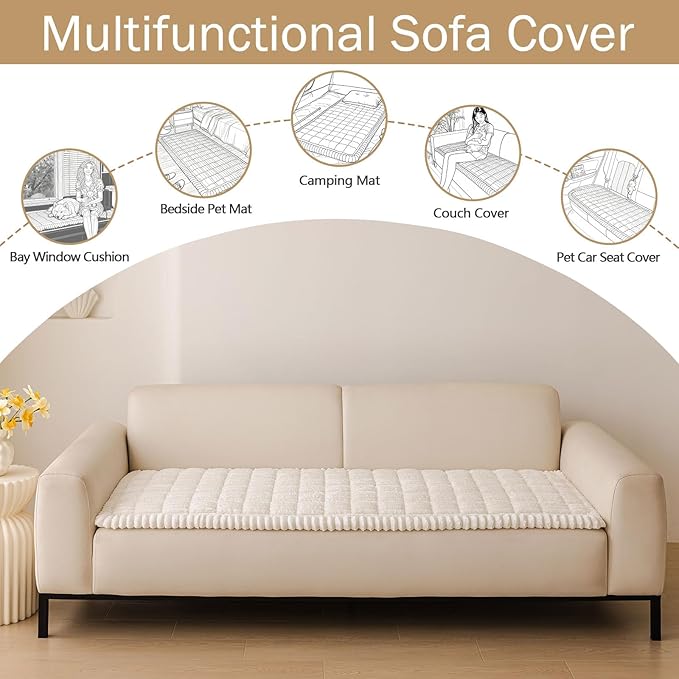 hyha Couch Cover for Dogs, Washable Non Slip Plush Flannel Sofa Protector