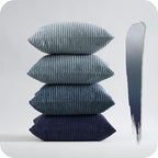 Topfinel Decorative Throw Pillow Covers Dark Blue Navy Series,Summer Corduroy Striped Toss Pillows for Couch,Patio,Balcony,Children Bedroom,Modern Fluffy Green Gradient Shams 20x20 Inch Set of 4