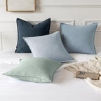 MIULEE Decorative Linen Euro Sham Pillow Covers 24x24 Light Blue Boho Farmhouse Neutral Couch Throw Pillows for Bed Pack of 2 Accent Coastal Modern Pillowcase Summer Sofa Livingroom Home Decor
