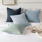 MIULEE Decorative Linen Pillow Covers 18x18 Inch Light Blue