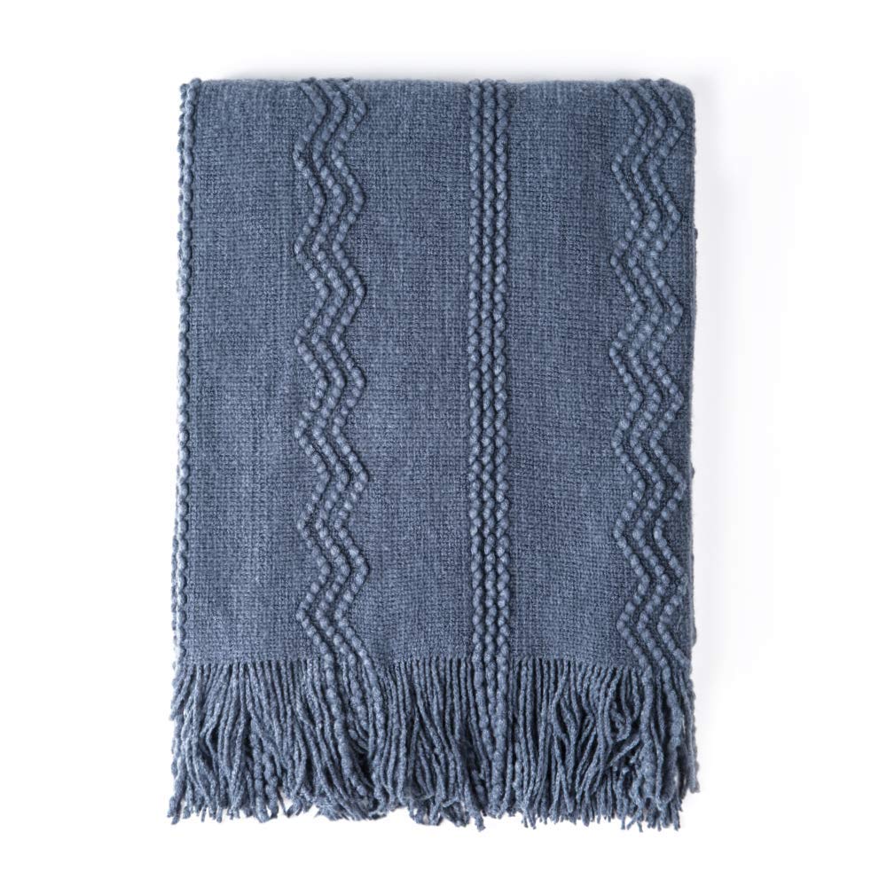 BOURINA Green Throw Blanket 50x60 Inch Boho Knitted Soft Throw Sofa Blanket