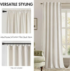 MIULEE Velvet Curtains 90 inches - Luxury Curtains for Bedroom Living Room Thermal Insulated Super Soft Room Darkening Window Drapes Rod Pocket & Back Tab, Ivory, W52 x L90 inches, 2 Panels