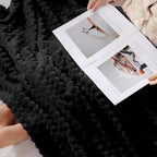 Puncuntex Black Throw Blanket 108"×90" inches Fuzzy 3D Jacquard Decorative Flannel Fleece Super Soft Plush Cozy Blanket for Couch Sofa Chair Lightweight