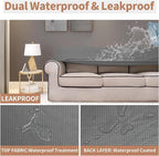 Easy-Going 100% Waterproof Oversized Chair Couch Cover, Dual Waterproof Sofa Cover, Stretch Jacquard Sofa Slipcover, Leakproof Furniture Protector for Kids, Pets, Dog and Cat, Grey