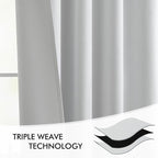 MIULEE Back Tab Light Blocking Curtains 90 Inch Long 2 Panels Set for Living Room Bedroom, Greyish White Rod Pocket/Pinch Pleated Thermal Insulated Room Darkening Blackout Curtains, 52 x 90 Inch