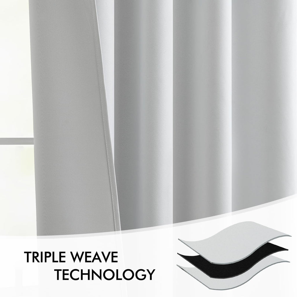 MIULEE Greyish White Back Tab Blackout Curtains 52x102 Inch Long 2 Panels