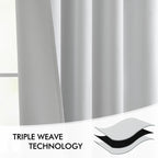 MIULEE Greyish White Back Tab Blackout Curtains 52x102 Inch Long 2 Panels