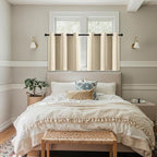 MIULEE Short Curtains for Windows - Cream Beige Blackout Half Window Curtains Thermal Insulated Privacy Drapes for Kitchen Bedroom Bathroom Grommet Top Small Basement Tiers W40 x L36 Inch 2 Panels