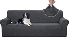 U-NICE HOME 4 Seater Stretch Couch Cover Sofa Cover Washable Sofa Slipcover Furniture Protector for 3 Cushion Couch Sofa Pet Friendly, Dark Grey