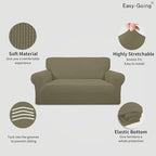 Easy-Going Stretch Loveseat Slipcover 1-Piece Sofa Cover Furniture Protector Couch Soft with Elastic Bottom for Kids Polyester Spandex Jacquard Fabric Small Checks (Loveseat, Khaki)