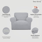 Easy-Going Stretch Chair Sofa Slipcover 1-Piece Couch Sofa Cover Furniture Protector Soft with Elastic Bottom for Kids, Pet. Spandex Jacquard Fabric Small Checks (Chair, Silver Gray)