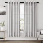 Nanspring Grey Linen Semi Sheer Curtains 72 Inches Long 2 Panels Set for Bedroom Back Tab Rod Pocket Light Filtering Drapes Cotton Textured Grey Farmhouse Living Room Curtain 52X72 Inches