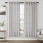 Nanspring Grey Linen Semi Sheer Curtains 72 Inches Long 2 Panels Set for Bedroom Back Tab Rod Pocket Light Filtering Drapes Cotton Textured Grey Farmhouse Living Room Curtain 52X72 Inches