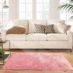 Ciicool Pink Fur Fluffy Rug, 2x4 ft Small Faux Fur Rugs for Bedroom, Washable Faux Sheepskin Carpet for Sofa Couch Seat Cushion, Thick Shaggy Furry Rugs Floor Carpets for Bedside Living Room
