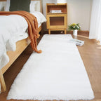 Ghouse Ultra Soft Faux Rabbit Fur Rug, Machine Washable Area Rugs for Bedroom Fluffy Rugs for Living Room, No-Shedding Carpet Sheepskin Runner Rugs White 2 x 8 Feet