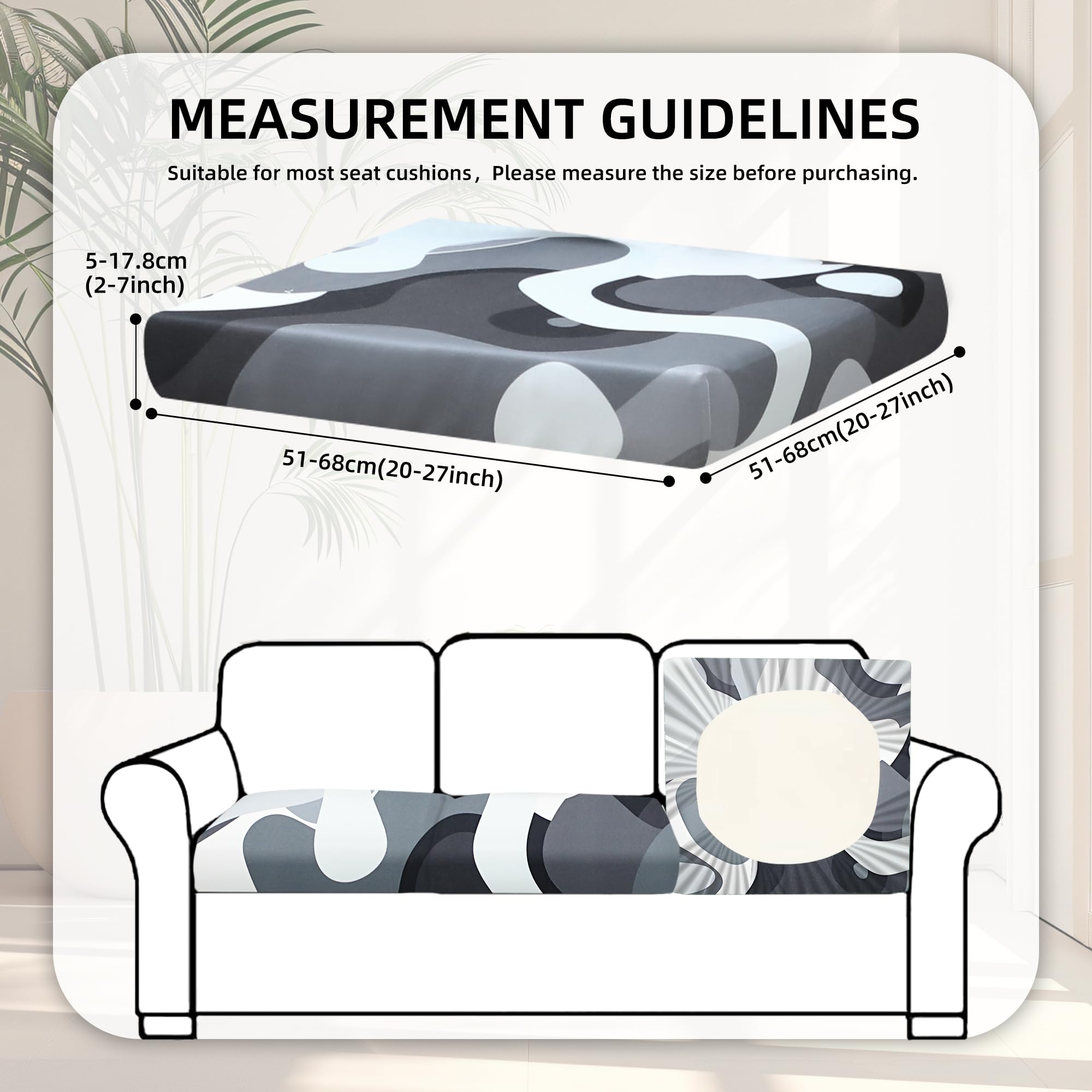 8 Piece Outdoor Cushion Covers, Patio Sofa Cushion Covers, Stretch Fit