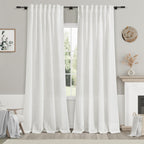 Nanspring Mist Sage Linen Curtains Semi Sheer 96 Inches Long 2 Panels Set for Living Room Back Tab Rod Pocket Light Filtering Drape for Bedroom Modern Farmhouse Coastal Decor Protect Privacy 52x96 — 기타