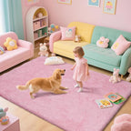 Large Shag Area Rugs for Living Room Bedroom,Big Ultra Soft Fluffy Pink Area Rugs for Dorm,Indoor Carpet Nursery Rugs for Kids Girls Room Home Decor (Pink, 10X14 Feet)