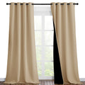 NICETOWN Living Room Completely Shaded Draperies, Privacy Protection & Noise Reducing Black Lined Insulated Window Treatment Curtain Panels for Patio Door (Set of 2 Pcs, W46 x L90, Biscotti Beige)