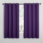 NICETOWN Thermal Insulated Blackout Draperies Curtains, Triple Weave Home Decoration Solid Ring Top Blackout Drape Panels for Bedroom (Set of 2, 55 x 68 inches, Royal Purple)