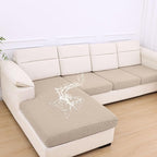 hyha Waterproof Couch Cushion Covers for Pets, Non Slip Sofa Seat Cover for Dogs Washable, Soft Thick Stretch Jacquard Fabric, Sofa Slipcovers with Elastic Bottom (1 Chaise+3 Seater, Taupe)