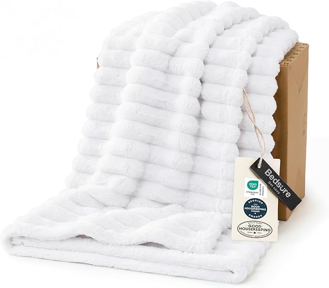 Bedsure Soft Throw Blanket for Couch Decor Gifts Bright White 50"x70"