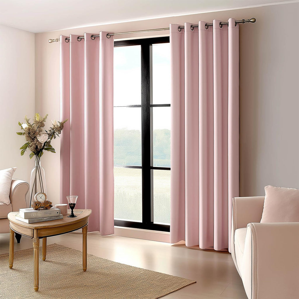 MIULEE Light Pink Blackout Bedroom Curtains Drapes 84 Inch Long 52"x84"