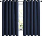 NICETOWN Blackout Curtains Panels for Bedroom, 2 Panels, 66 x 60 Inch, Navy, 3 Pass Microfiber Noise Reducing Thermal Insulated Solid Ring Top Blackout Window Drapes