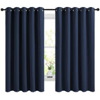 NICETOWN Blackout Curtains Panels for Bedroom, 2 Panels, 66 x 60 Inch, Navy, 3 Pass Microfiber Noise Reducing Thermal Insulated Solid Ring Top Blackout Window Drapes