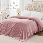 Exclusivo Mezcla Fleece Blanket Twin Size for Bed, Super Soft and Warm, All Season, Cozy, Plush, Lightweight, 60x80 Inches Dusty Pink