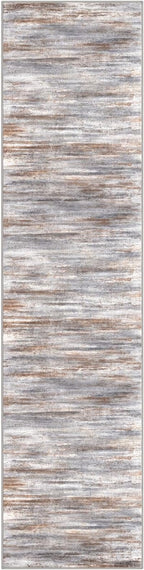 KOZYFLY Modern Abstract Hallway Runner Rug, 2x8 Kitchen Rugs Non-Slip Washable Soft Striped Kitchen Runner Rugs, Print Grey Brown Carpet Runner for Entryway Bathroom Laundry Room Foyer