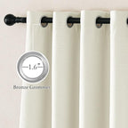 NICETOWN Faux Linen 100% Blackout Living Room Curtains 96 inches Long, Silver Grommet 2 Layers Window Treatment with White Liner Thermal Curtains for Bedroom, Vanilla, W52 x L96, 2 Panels