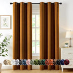 MIULEE Gold Brown Blackout Curtains for Bedroom Living Room 84 Inches Long 2 Panels, Thermal Insulated Room Darkening Drapes Solid Grommet Noise Reduction Light Blocking Window Treatments 40x84 inch
