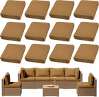 DREAHOTEXTIL 12Pcs Outdoor Cushion Covers, Elastic Patio Cushion Covers