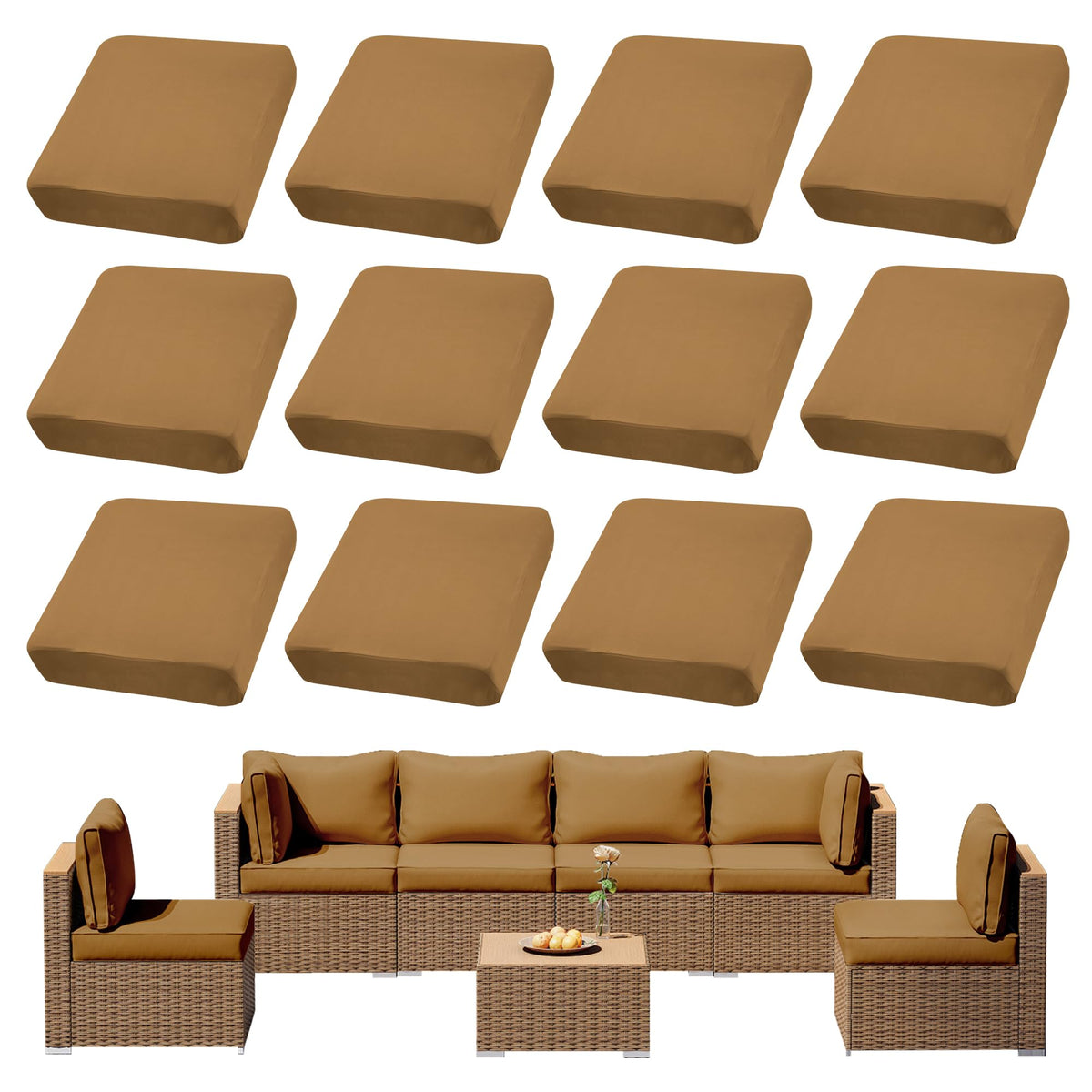 DREAHOTEXTIL 8Pcs Outdoor Cushion Covers, Elastic Patio Cushion Covers