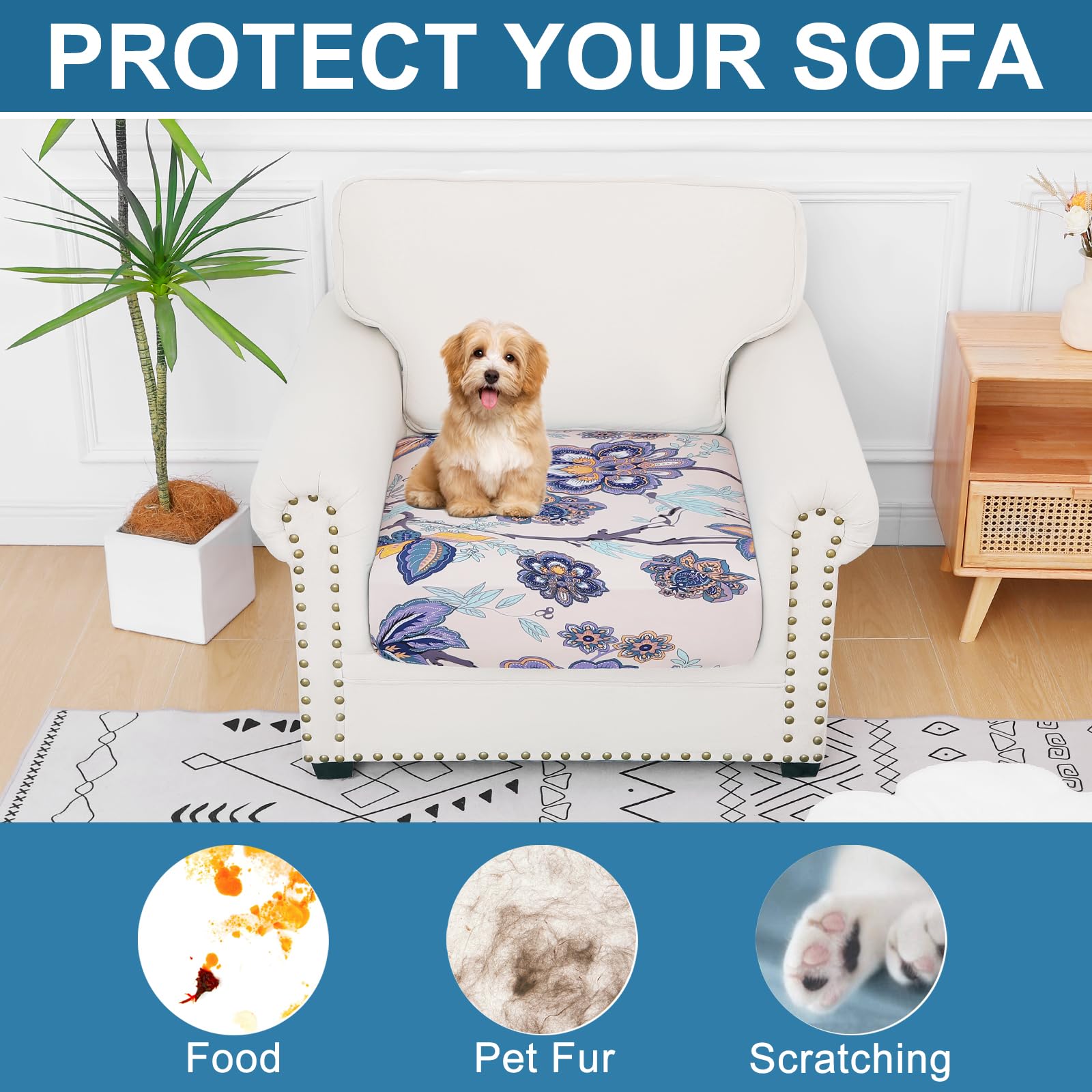 Smiry Printed Couch Cushion Covers, Stretch Couch Covers for Sofa