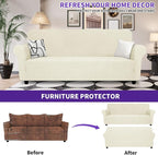 ZNSAYOTX Super Stretch Couch Cover (72"-92"), New Striped Sofa Covers Fitted Slipcovers with Elastic Bottom, Dog Cat Pets Proof Spandex Fabric Comfortable & Durable (Beige, Sofa)