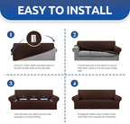 KEKUOU Stretch Sofa Cover Slipcover ，Couch Covers for 3 Cushion Couch Sofa pet Friendly (78"-94") Furniture Protector Sofa with Elastic Bottom for Kids,Dog, Jacquard Small Checked(Large,Chocolate)