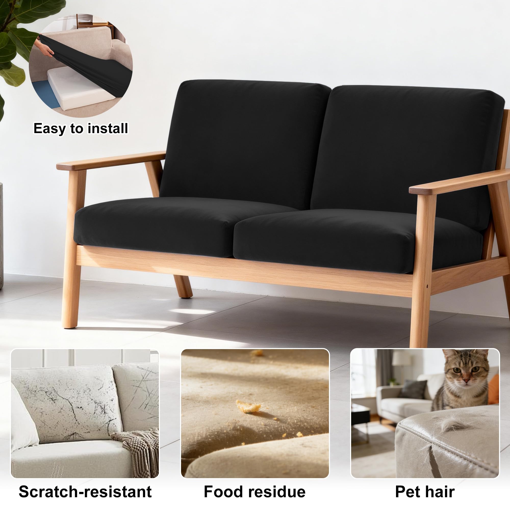 4 Piece Outdoor Cushion Covers, Patio Sofa Cushion Covers, Stretch Fit