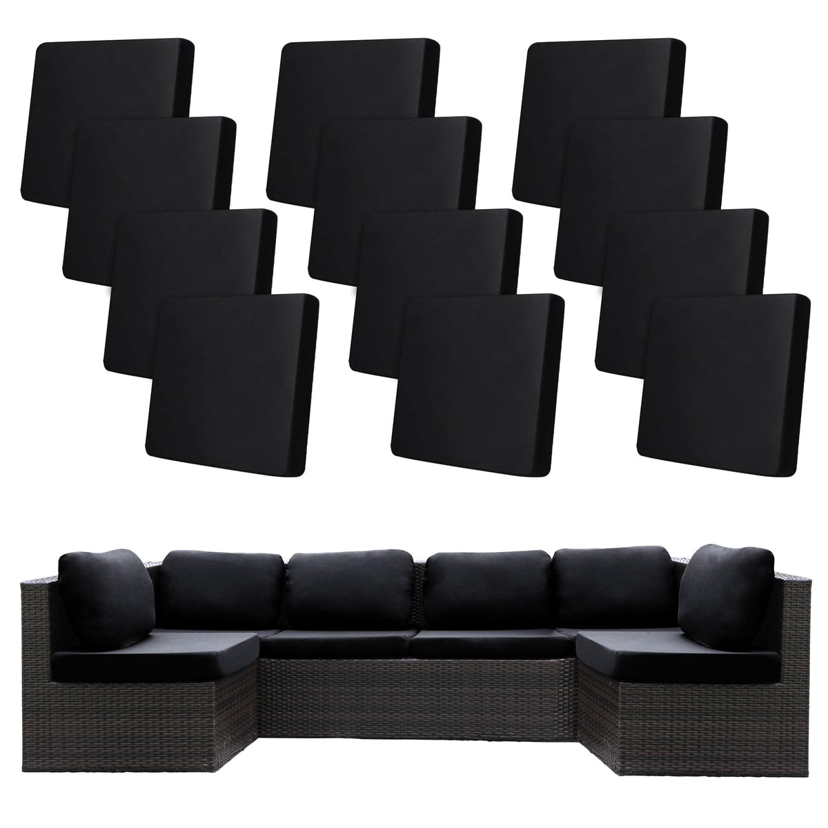 12 Pcs Outdoor Cushion Covers, Patio Sofa Cushion Covers Replacement