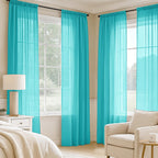 MIULEE Turquoise Sheer Curtains 96 Inches Long 4 Panels 42 x 96 Inches