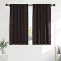 PONY DANCE Blackout Curtains Short - Bedroom Window Draperies Energy Efficient Thermal Insulated Back Tab/Rod Pocket Curtain Panels/Window Treatments for Kitchen, 42 W x 45 L, Brown, 2 Pieces