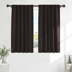 PONY DANCE Blackout Curtains Short - Bedroom Window Draperies Energy Efficient Thermal Insulated Back Tab/Rod Pocket Curtain Panels/Window Treatments for Kitchen, 42 W x 45 L, Brown, 2 Pieces