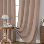 CUCRAF Khaki Blackout Curtains 45 inch Length 2 Panels Set, Rod Pocket Room Darkening Drapes for Bedroom Living Room, Insulated Thermal Light Blocking Window Curtain (W52 x L45 Inch)