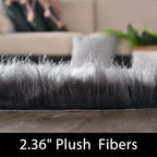 Latepis Round Area Rugs Dark Gray 6.7ft Faux Sheepskin Fur Circle Rug for Living Room Bedroom Fluffy Shaggy Furry Rug Room Decor