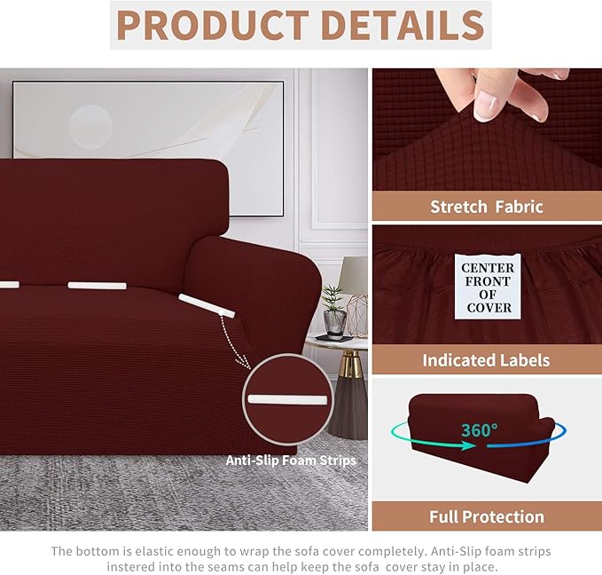 Easy-Going 100% Waterproof Couch Cover, 3 Cushion Couch Slipcover for Sofa