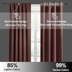 RYB HOME RV Curtains for Camper Windows, Mini Small Thermal Insulated Sunlight Heat Blocking Blackout Privacy Portable Curtains for Travel Trailer, Width 34 by Length 24, Chocolate Brown, 2 Panels