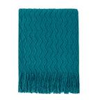 BOURINA Green Throw Blanket 50x60 Inch Boho Knitted Soft Throw Sofa Blanket